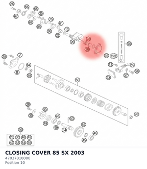 Diagram preview: CLOSING COVER 85 SX       2003 (47037010000)