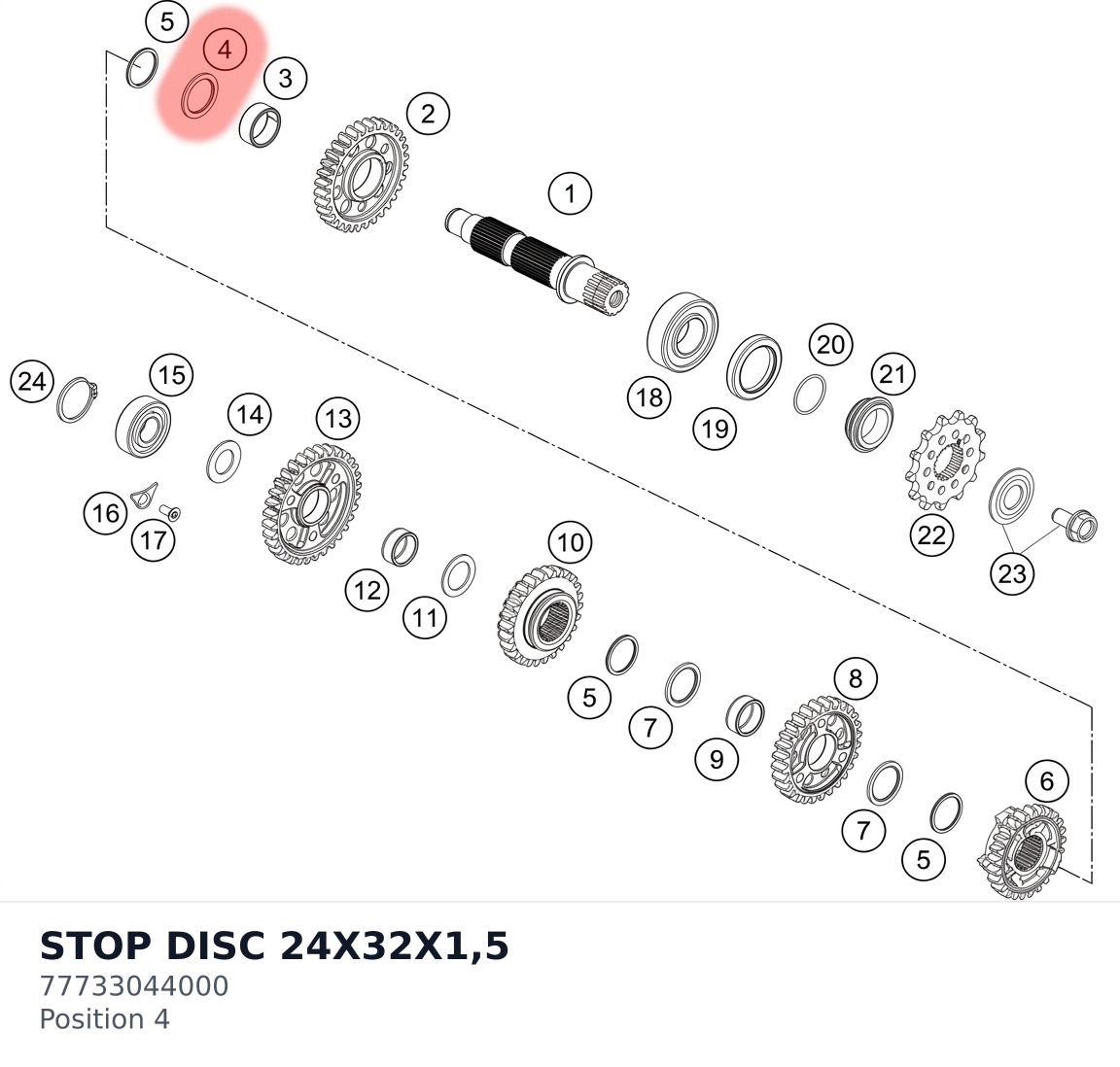 Diagram preview: STOP DISC 24X32X1,5 (77733044000)