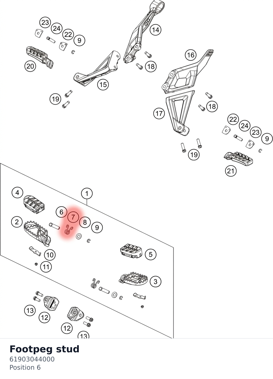 Diagram preview: Footpeg stud (61903044000)