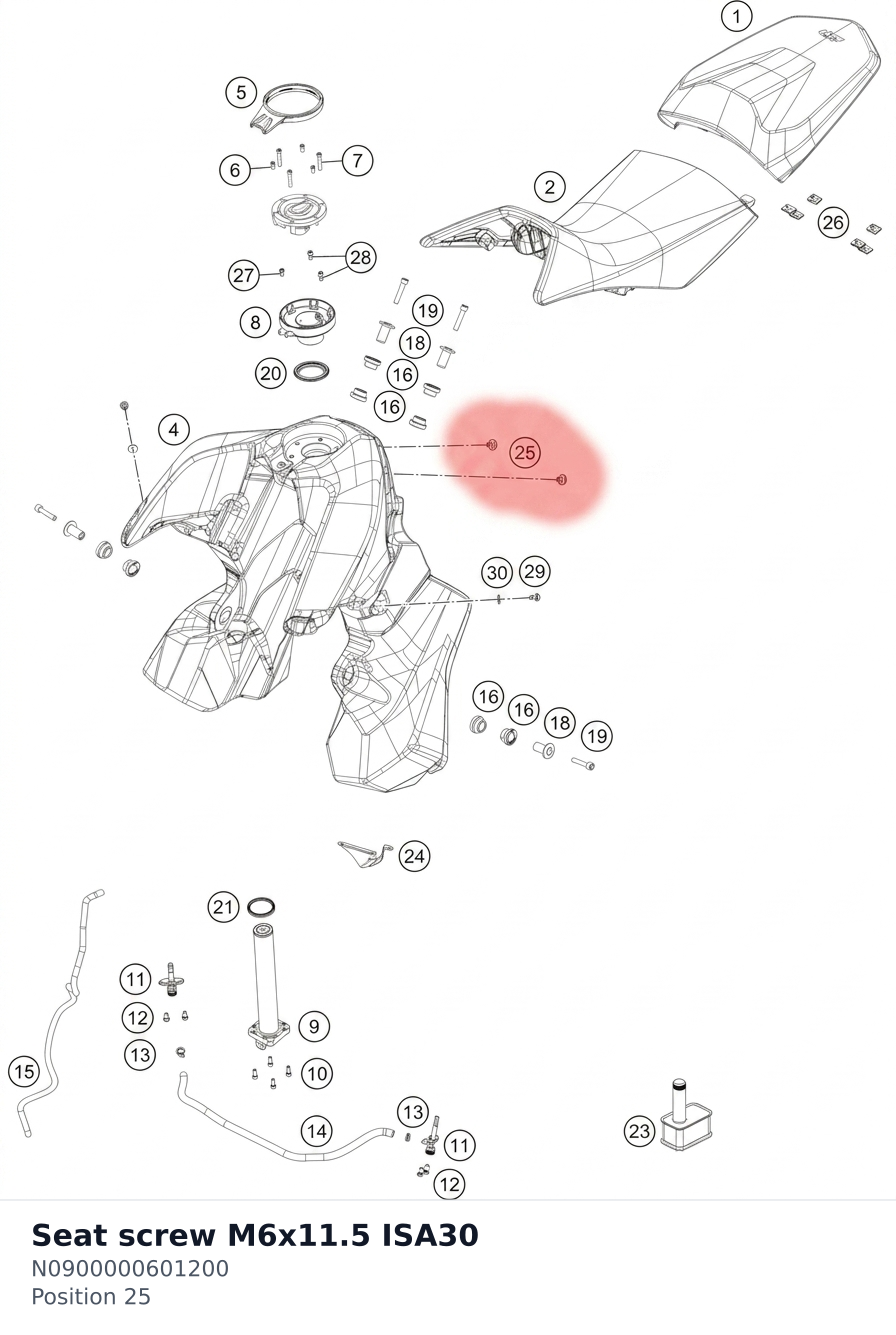 Diagram preview: Seat screw M6x11.5 ISA30 (N0900000601200)