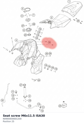 Diagram preview: Seat screw M6x11.5 ISA30 (N0900000601200)