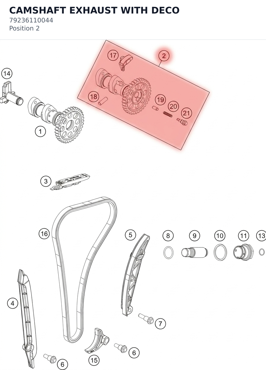 Diagram preview: CAMSHAFT EXHAUST WITH DECO (79236110044)