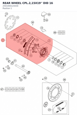 Diagram preview: REAR WHEEL CPL.2,15X19'' DID 16 (2501000124430)
