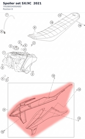 Diagram preview: Spoiler set SX/XC  2021 (79108054000ABD)