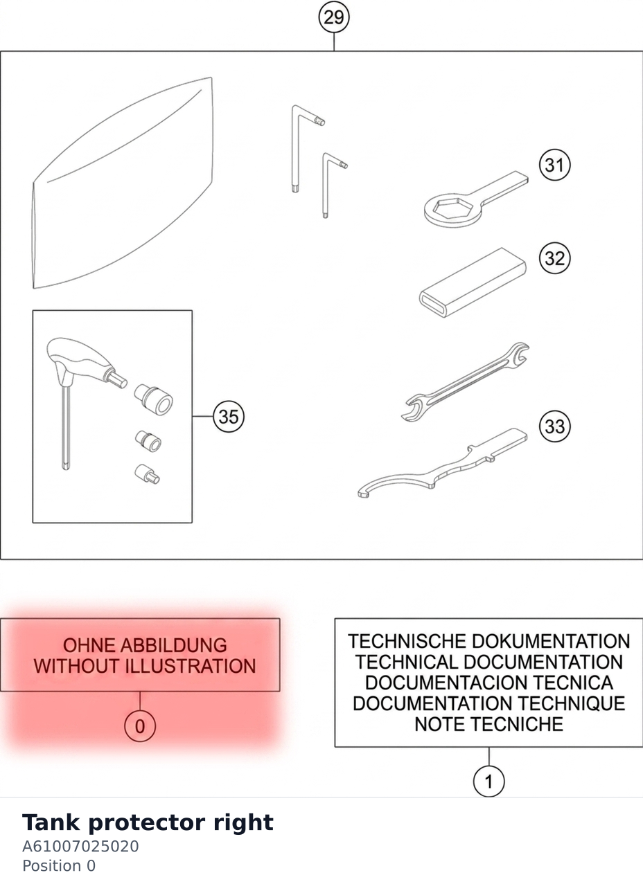Diagram preview: Tank protector right (A61007025020)