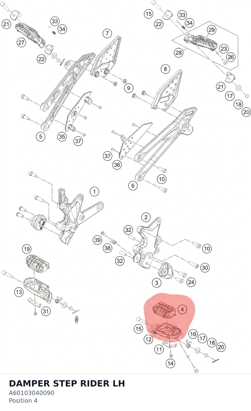Diagram preview: DAMPER STEP RIDER LH (A60103040090)