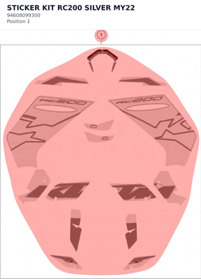 Diagram preview: STICKER KIT RC200 SILVER MY22 (94608099300)