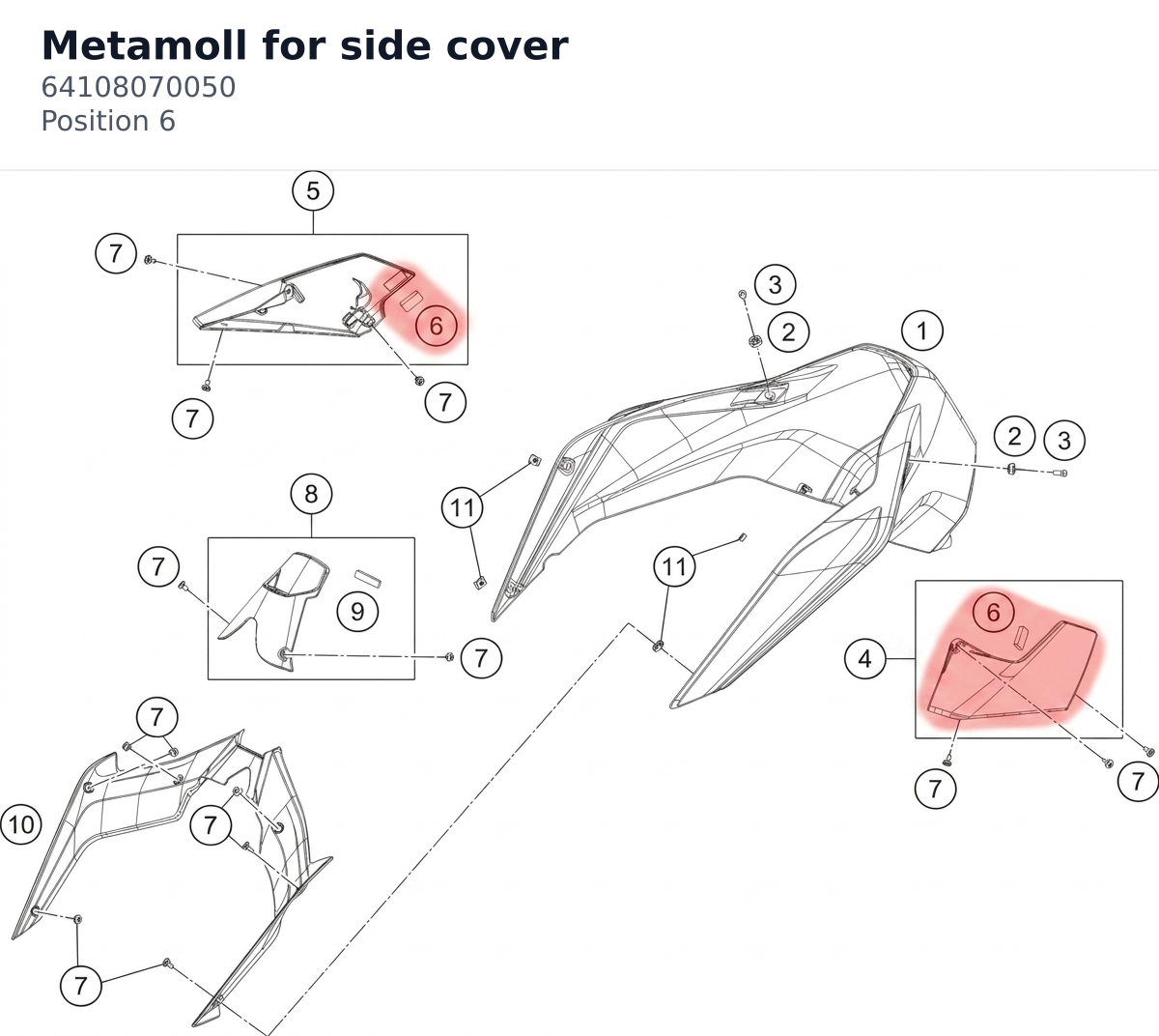 Diagram preview: Metamoll for side cover (64108070050)