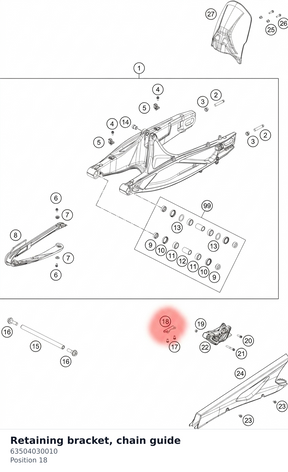 Diagram preview: Retaining bracket, chain guide (63504030010)