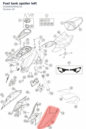 Diagram preview: Fuel tank spoiler left (61608050000CAA)