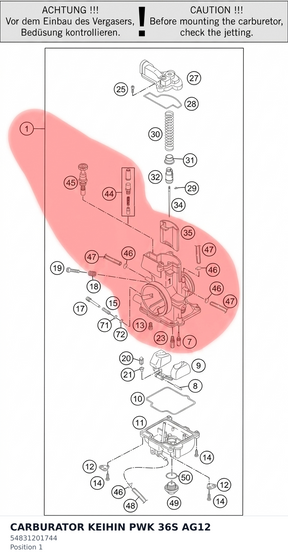 Diagram preview: CARBURATOR KEIHIN PWK 36S AG12 (54831201744)