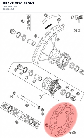 Diagram preview: BRAKE DISC FRONT (70009060000)