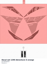 Diagram preview: Decal set 1290 Adventure S orange (60708099000)
