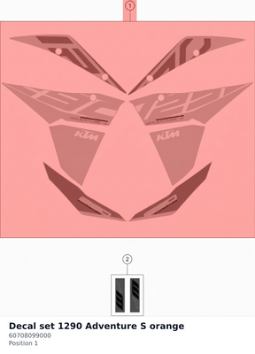 Diagram preview: Decal set 1290 Adventure S orange (60708099000)