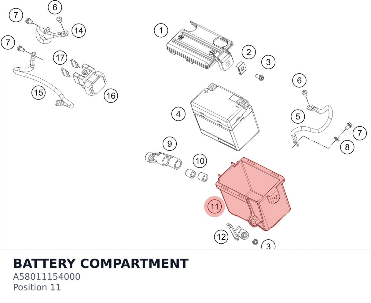 Diagram preview: BATTERY COMPARTMENT (A58011154000)