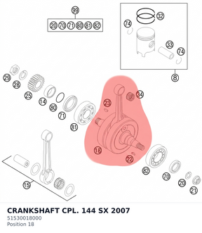 Diagram preview: CRANKSHAFT CPL. 144 SX    2007 (51530018000)