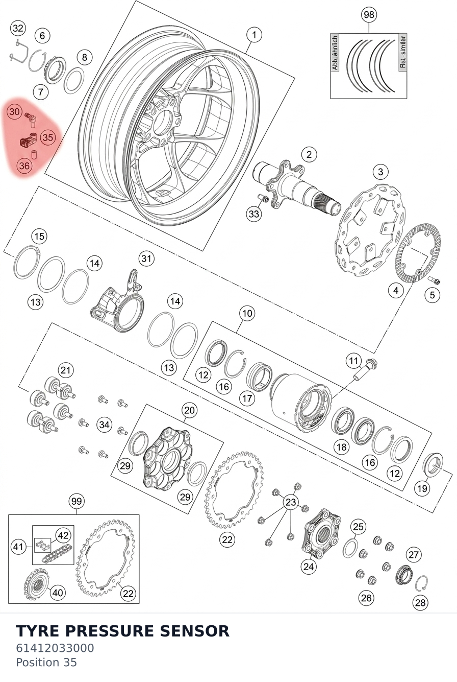 Diagram preview: TYRE PRESSURE SENSOR (61412033000)