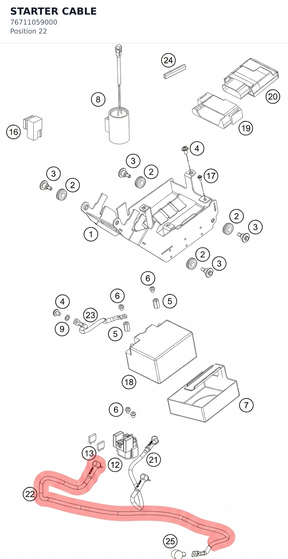 Diagram preview: STARTER CABLE (76711059000)
