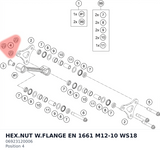 Diagram preview: HEX.NUT W.FLANGE EN 1661 M12-10 WS18 (06923120006)