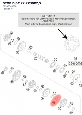Diagram preview: STOP DISC 22,2X30X2,5 (50333044000)