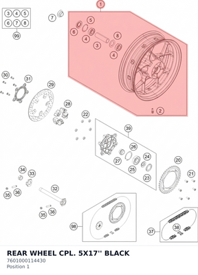 Diagram preview: REAR WHEEL CPL. 5X17'' BLACK (7601000114430)