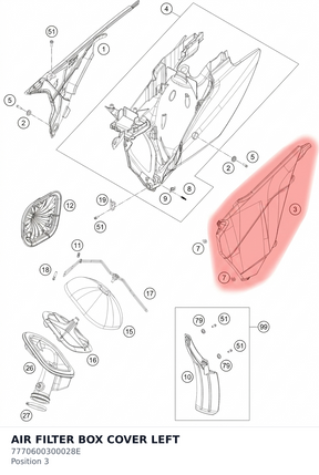 Diagram preview: AIR FILTER BOX COVER LEFT (7770600300028E)