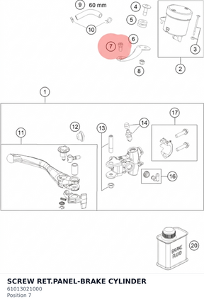Diagram preview: SCREW RET.PANEL-BRAKE CYLINDER (61013021000)
