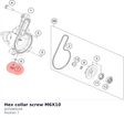 Diagram preview: Hex collar screw M6X10 (J025060104)