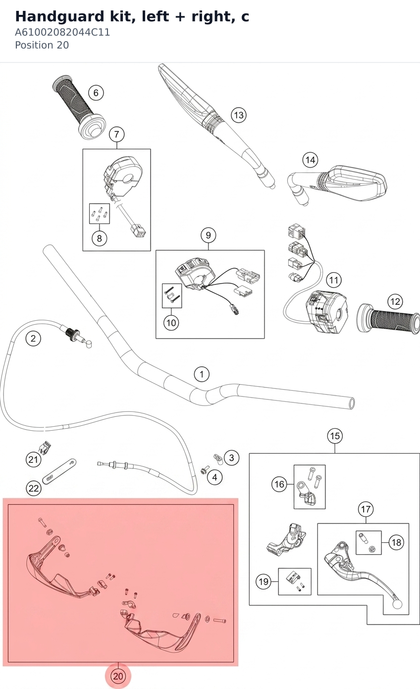 Diagram preview: Handguard kit, left + right, c (A61002082044C11)