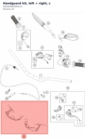Diagram preview: Handguard kit, left + right, c (A61002082044C11)