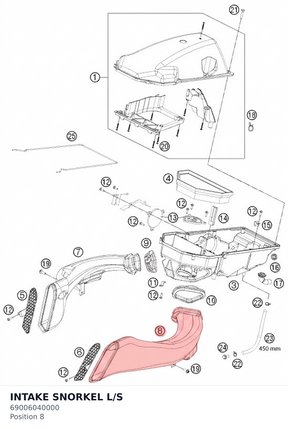 Diagram preview: INTAKE SNORKEL L/S (69006040000)