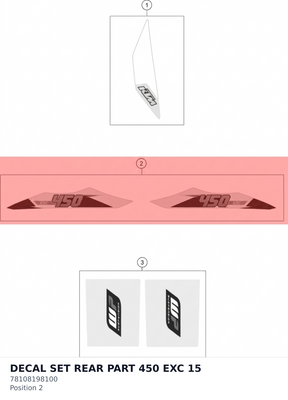 Diagram preview: DECAL SET REAR PART 450 EXC 15 (78108198100)