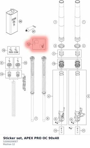 Diagram preview: Sticker set, APEX PRO OC 90x40 (52000209SET)