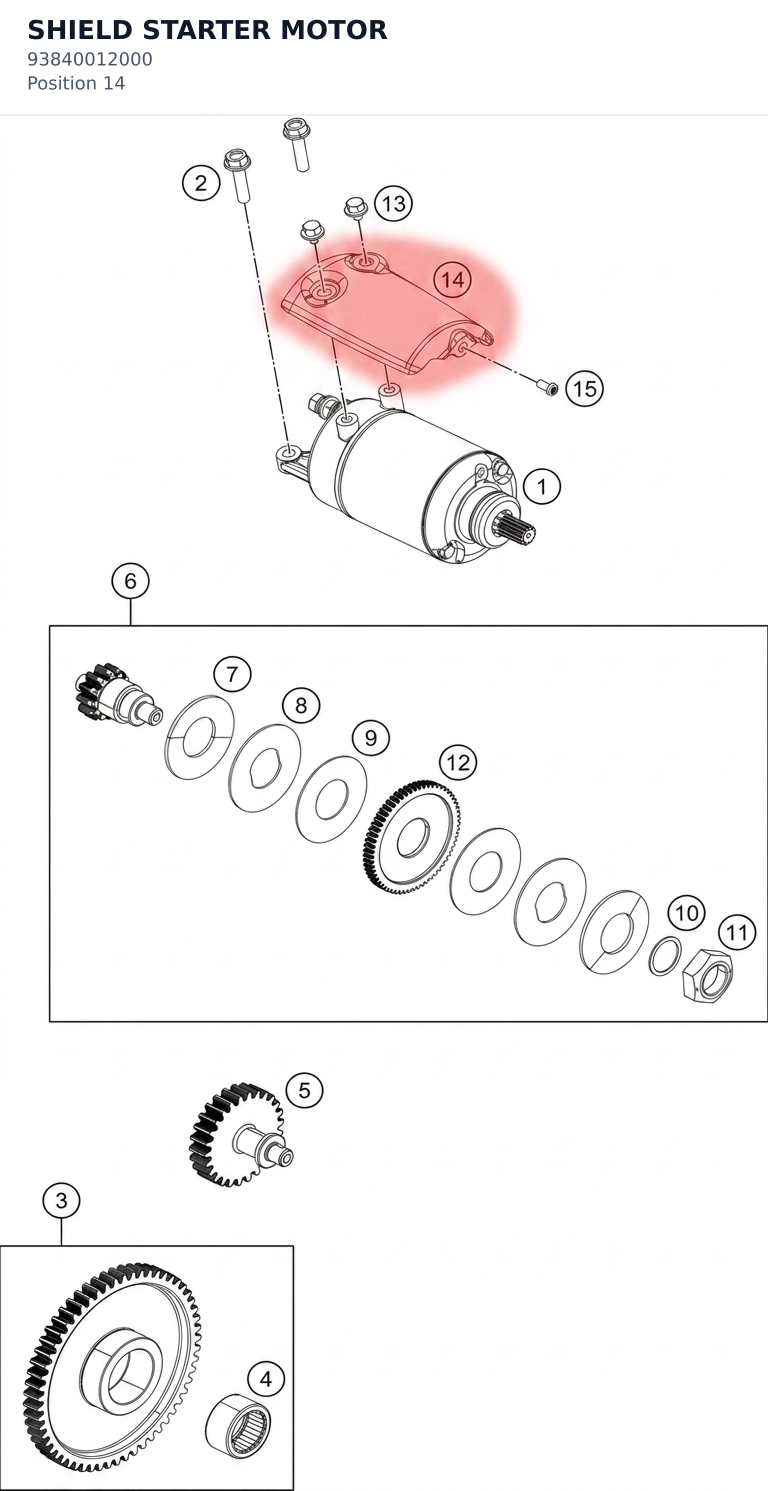 Diagram preview: SHIELD STARTER MOTOR (93840012000)