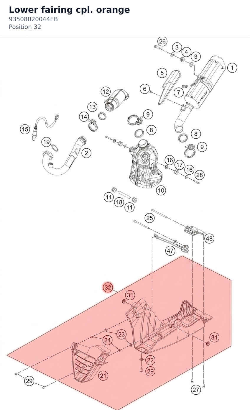 Diagram preview: Lower fairing cpl. orange (93508020044EB)