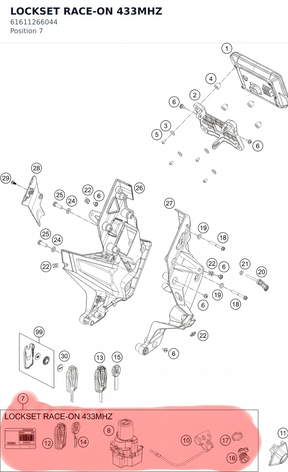 Diagram preview: LOCKSET RACE-ON 433MHZ (61611266044)