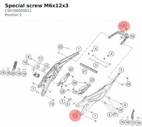 Diagram preview: Special screw M6x12x3 (C90708000012)