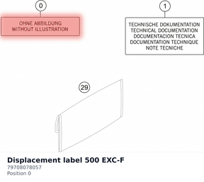 Diagram preview: Displacement label 500 EXC-F (79708078057)