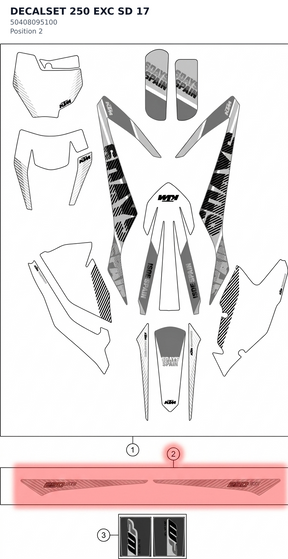Diagram preview: DECALSET 250 EXC SD 17 (50408095100)