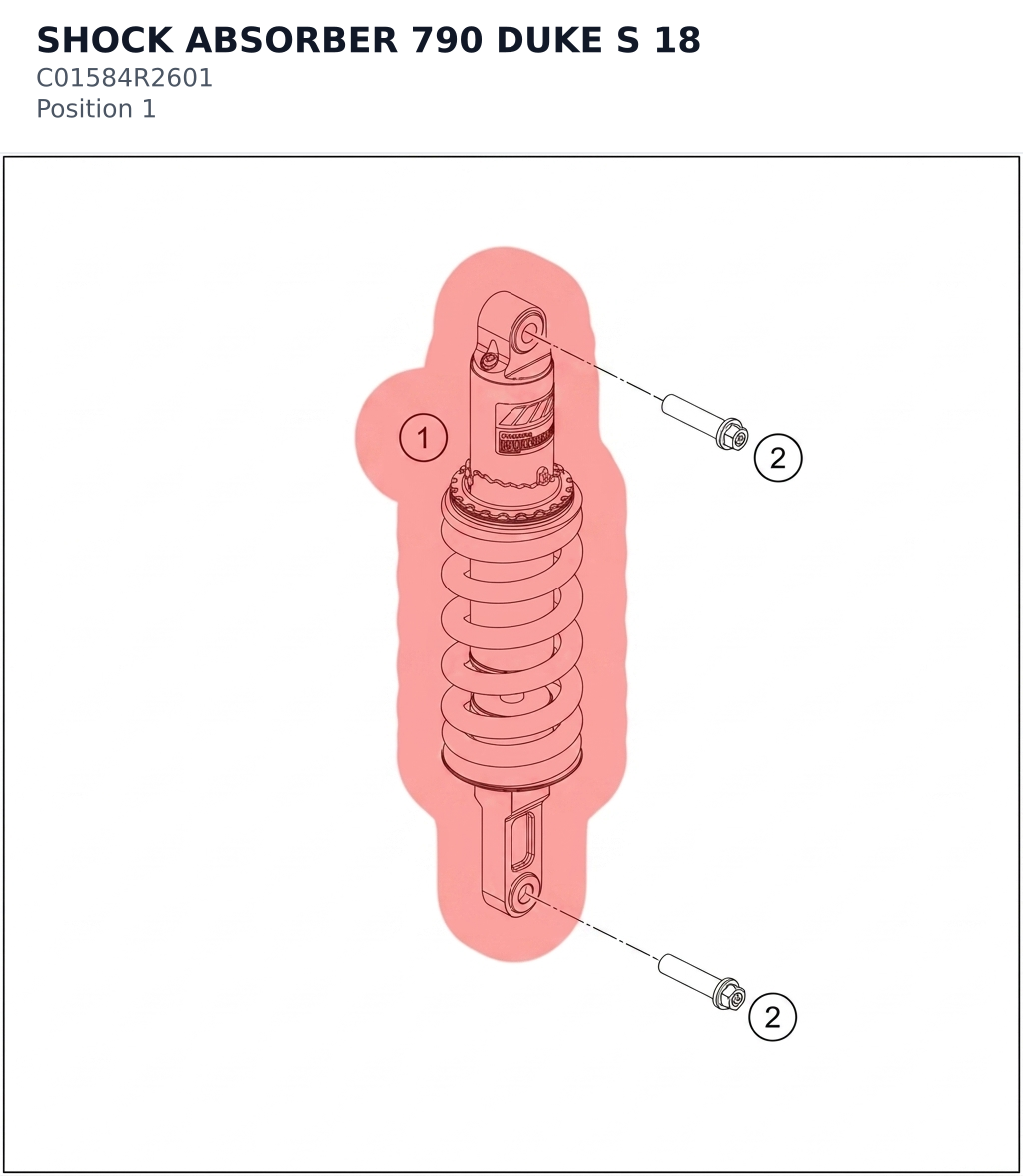 Diagram preview: SHOCK ABSORBER 790 DUKE S 18 (C01584R2601)