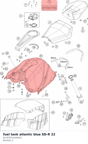 Diagram preview: fuel tank atlantic blue SD-R 22 (61707013144HCC)