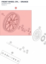 Diagram preview: FRONT WHEEL CPL. - ORANGE (9020900104404)