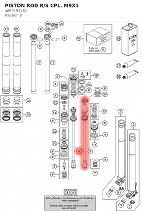 Diagram preview: PISTON ROD R/S CPL. M9X1 (48601574S1)