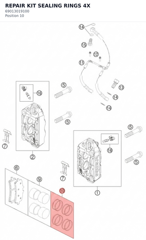 Diagram preview: REPAIR KIT SEALING RINGS 4X (69013019100)