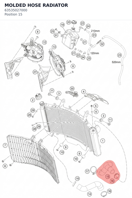 Diagram preview: MOLDED HOSE RADIATOR (63535027000)