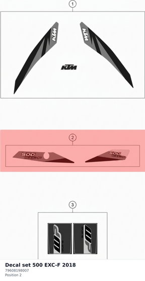 Diagram preview: Decal set 500 EXC-F 2018 (79608198007)