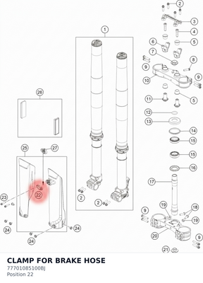 Diagram preview: CLAMP FOR BRAKE HOSE (77701085100BJ)