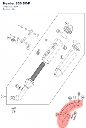 Diagram preview: Header 350 SX-F (79305007100)