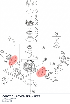 Diagram preview: CONTROL COVER SEAL, LEFT (A44037006000)