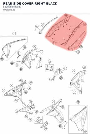 Diagram preview: REAR SIDE COVER RIGHT BLACK (6070804400033)